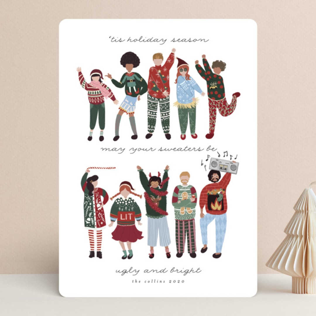 "Ugly Sweaters Club" - Holiday Cards in Frost by Grae - Front