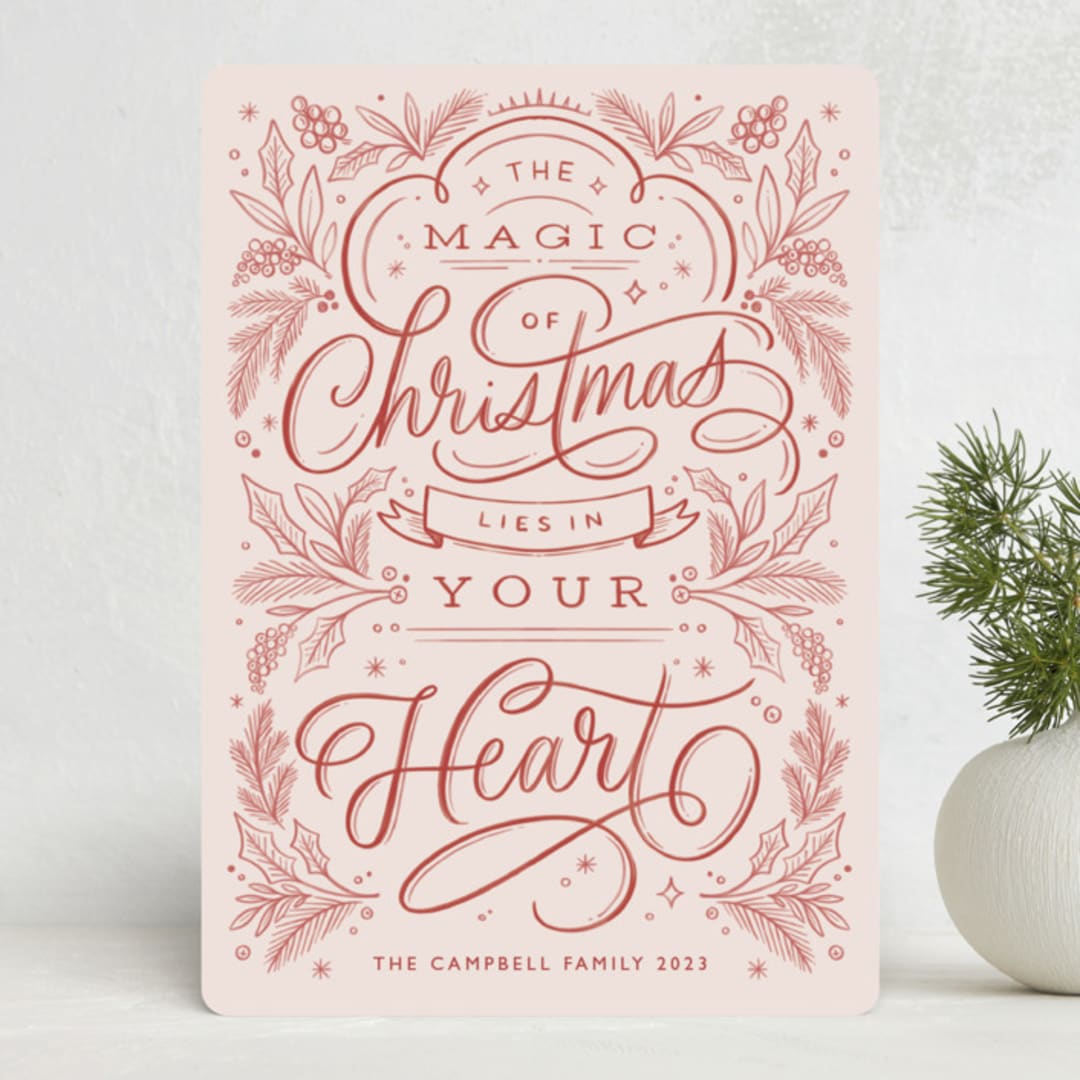 "Magic of Christmas" - Holiday Cards in Holly Berry by Kristen Smith - Front