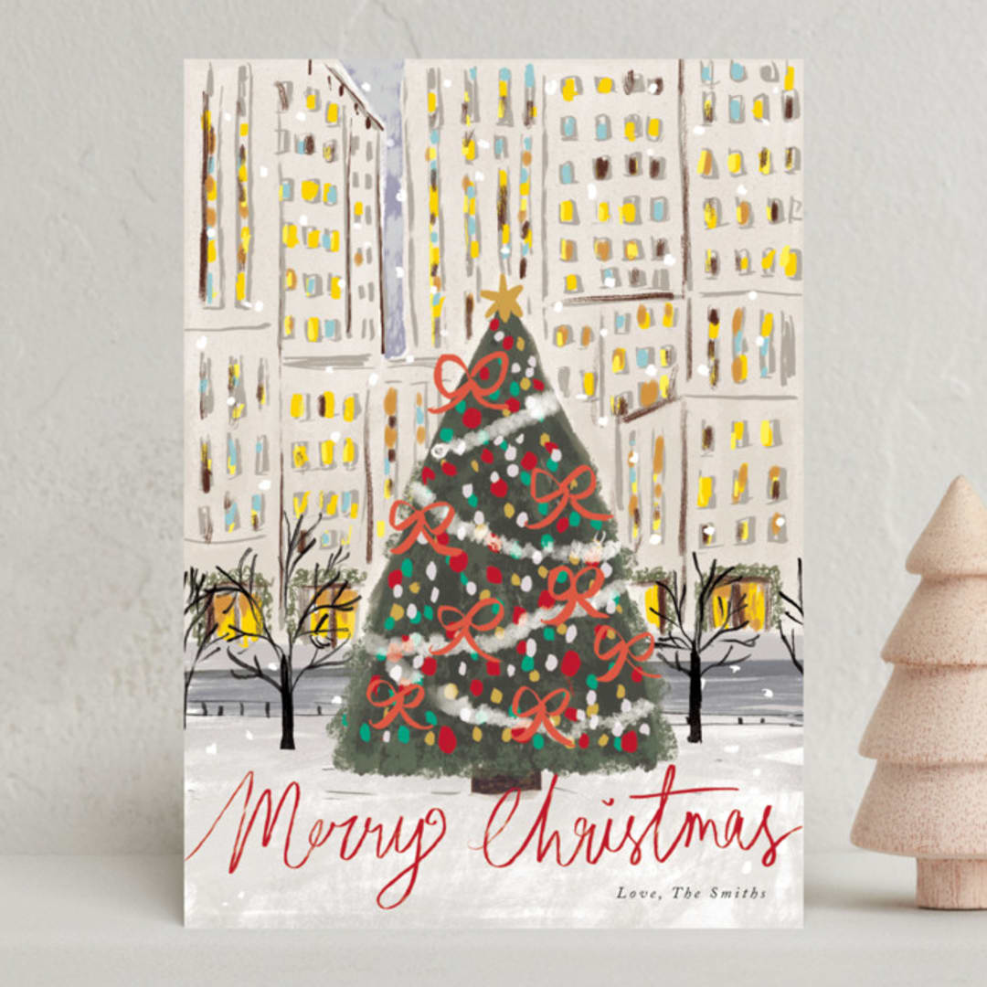 "city christmas tree" - Holiday Cards in Candy Cane by Cass Loh - Front