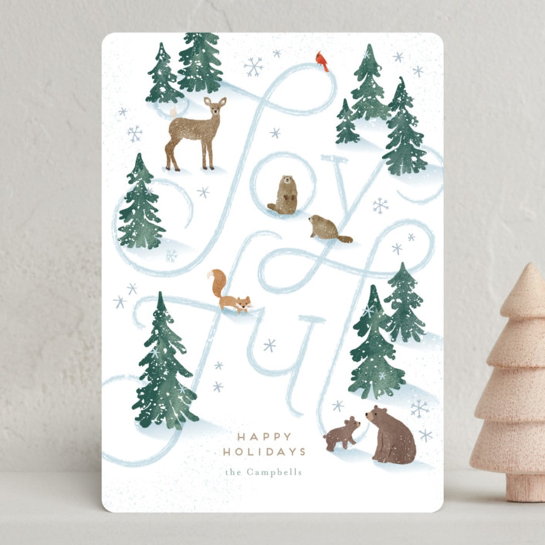 "joyfully written" - Holiday Cards in Snowflakes by Jennifer Wick - Front