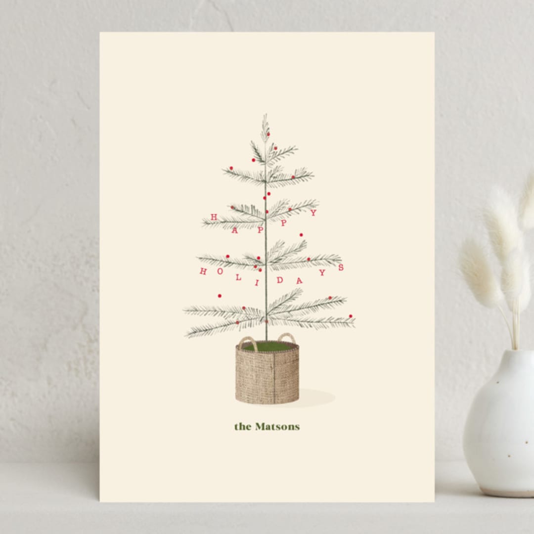 "Holiday Basket" - Holiday Cards in Buttercream by Baumbirdy - Front