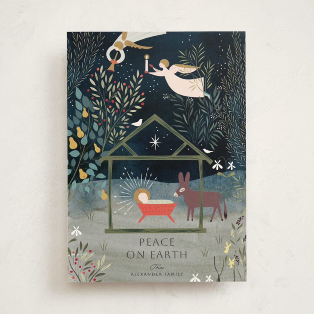 "Nativity Garden" - Holiday Cards in Renaissance by Eve Schultz - Front