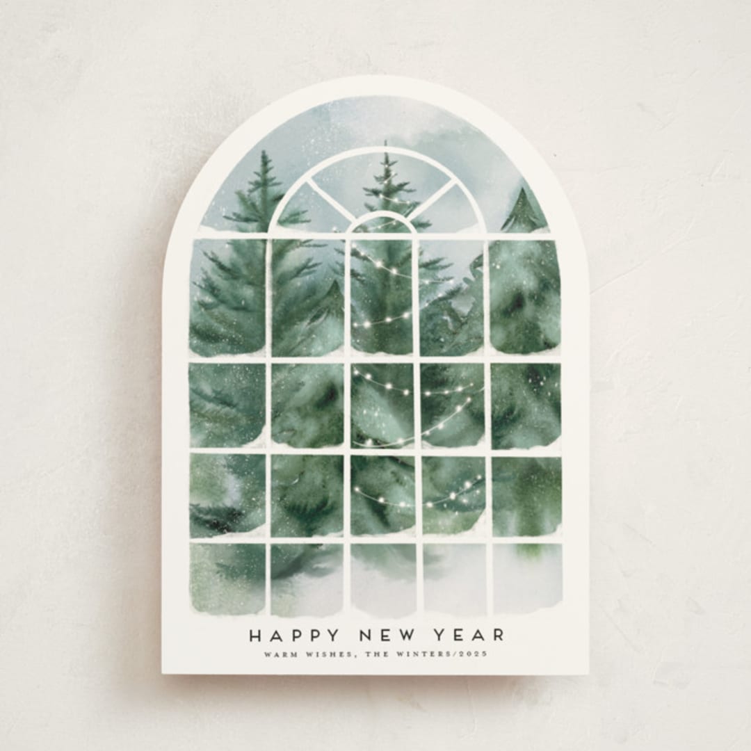 "Winter Sunroom Vista" - Holiday Cards in Wreath by Petra Kern - Front
