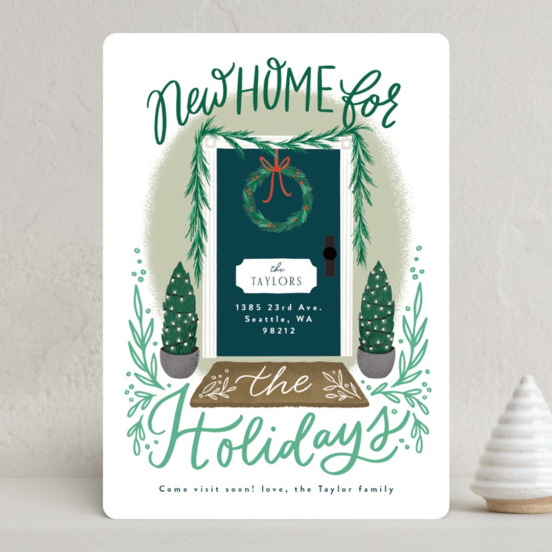 "New Home front door" - Holiday Cards in Wreath by Alethea and Ruth - Front