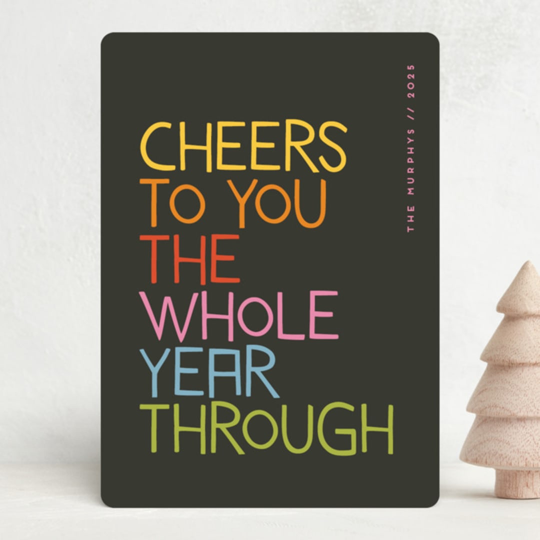 "Love and Cheer" - Holiday Cards in Neon by Snow and Ivy - Front