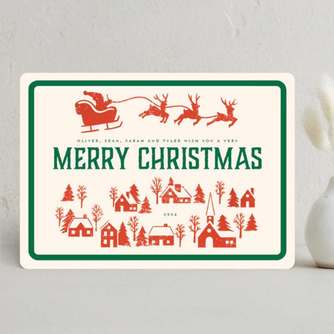 "Retro Holiday" - Holiday Cards in Holly by Teju Reval - Front