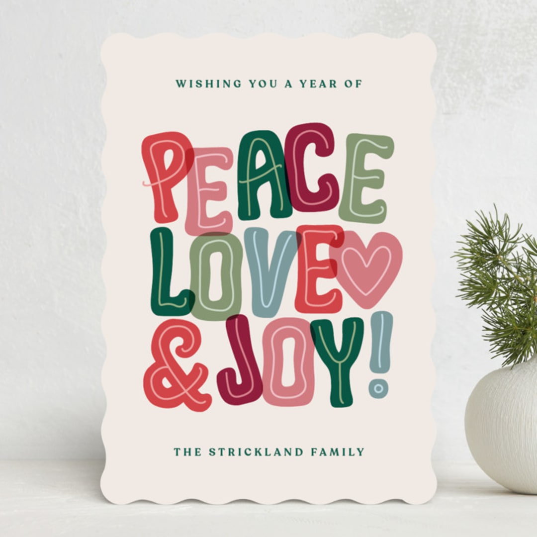 "Bubbly Type" - Holiday Cards in Holly Berry by Hooray Creative - Front
