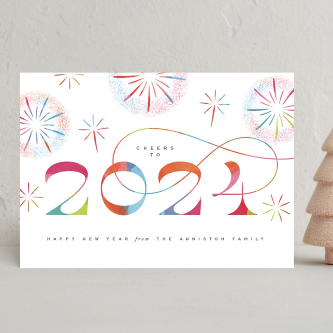 "Fireworks" - Holiday Cards in Confetti by Jen Banks - Front
