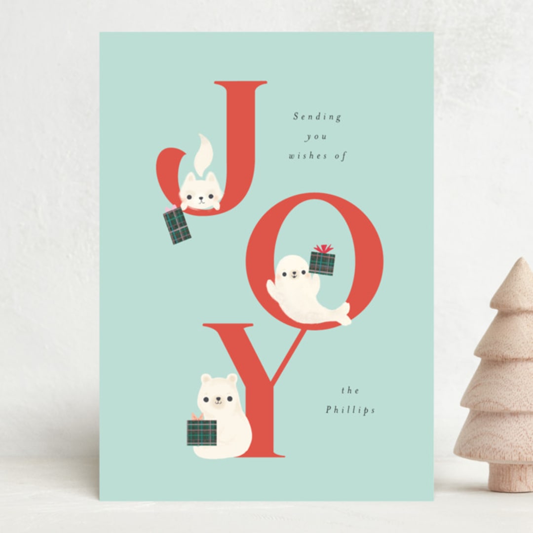 "Arctic Joy" - Holiday Cards in Mint by Itsy Belle Studio - Front
