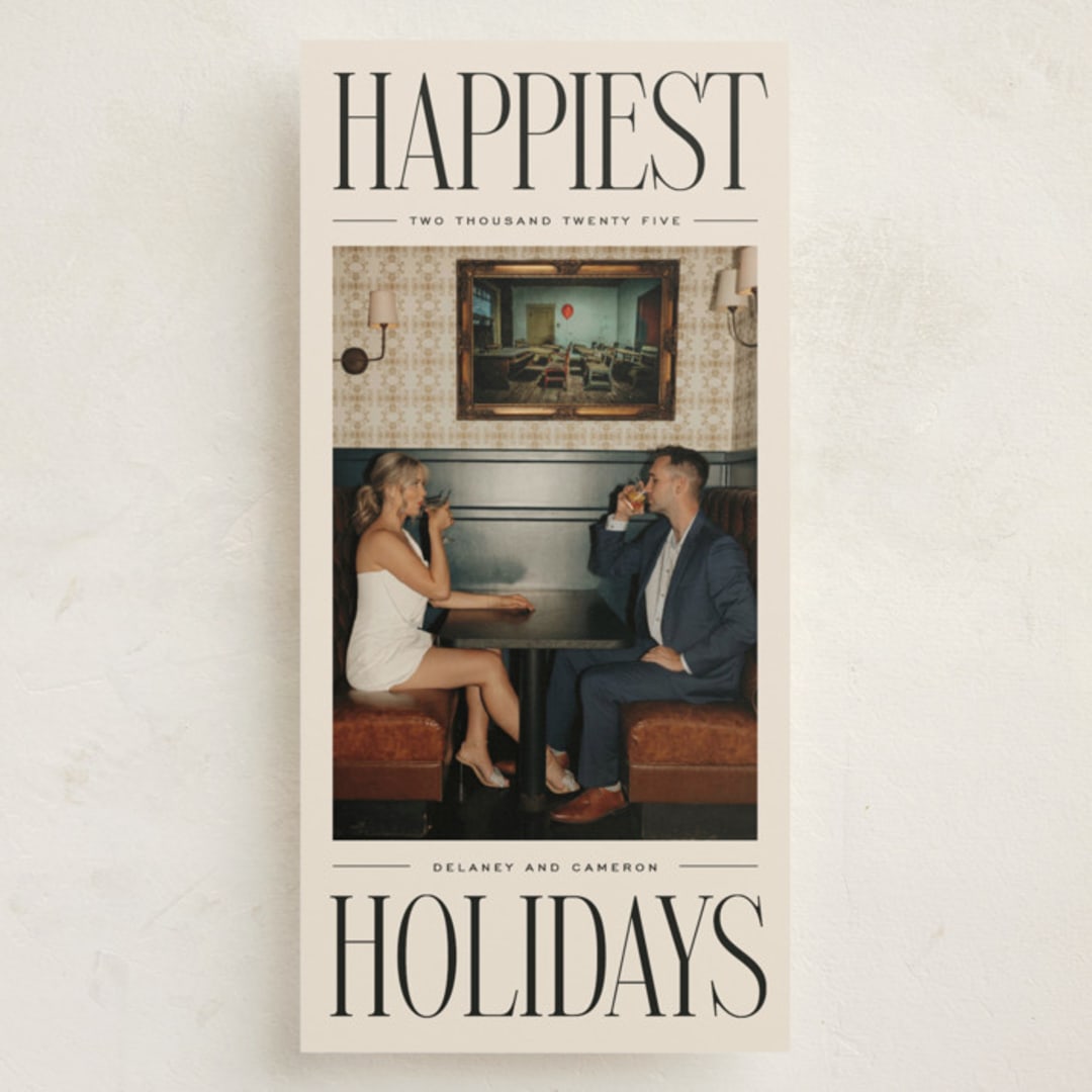 "Elongated" - Tall Holiday Cards in Licorice by Ekko Studio - Front