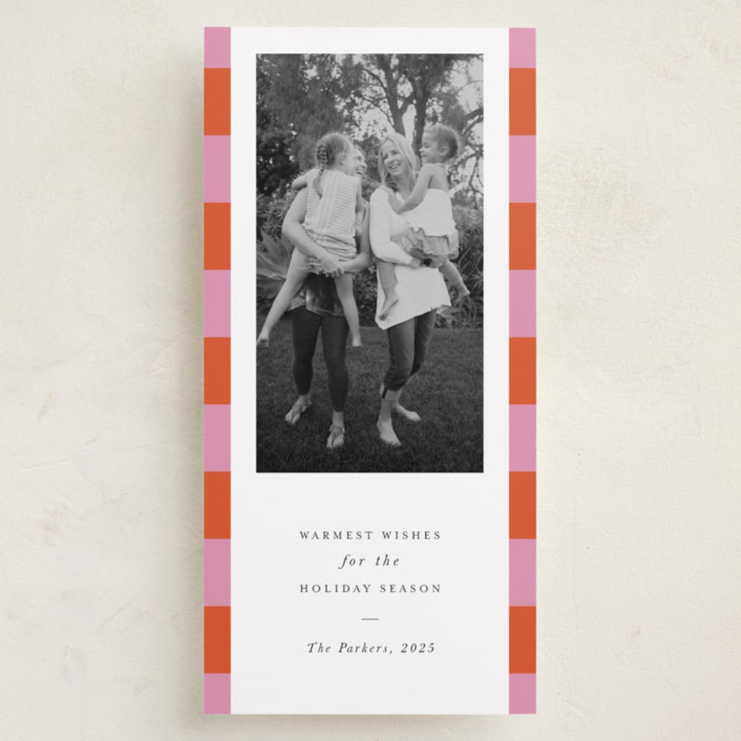 "Modern Cheer" - Tall Holiday Cards in Sorbet by Chryssi Tsoupanarias - Front