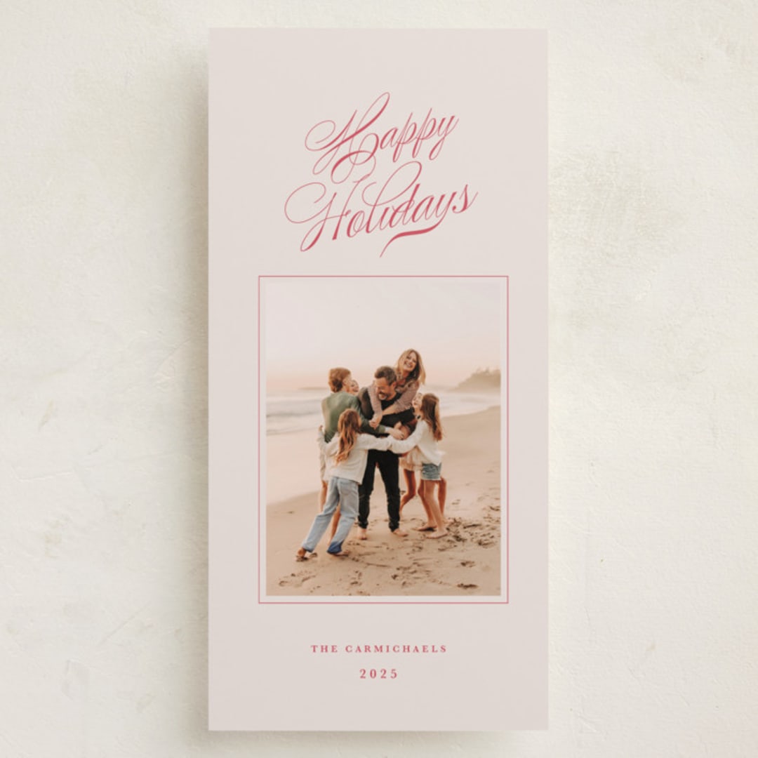 "Poem" - Tall Holiday Cards in Peppermint by Olivia Kanaley Inman - Front