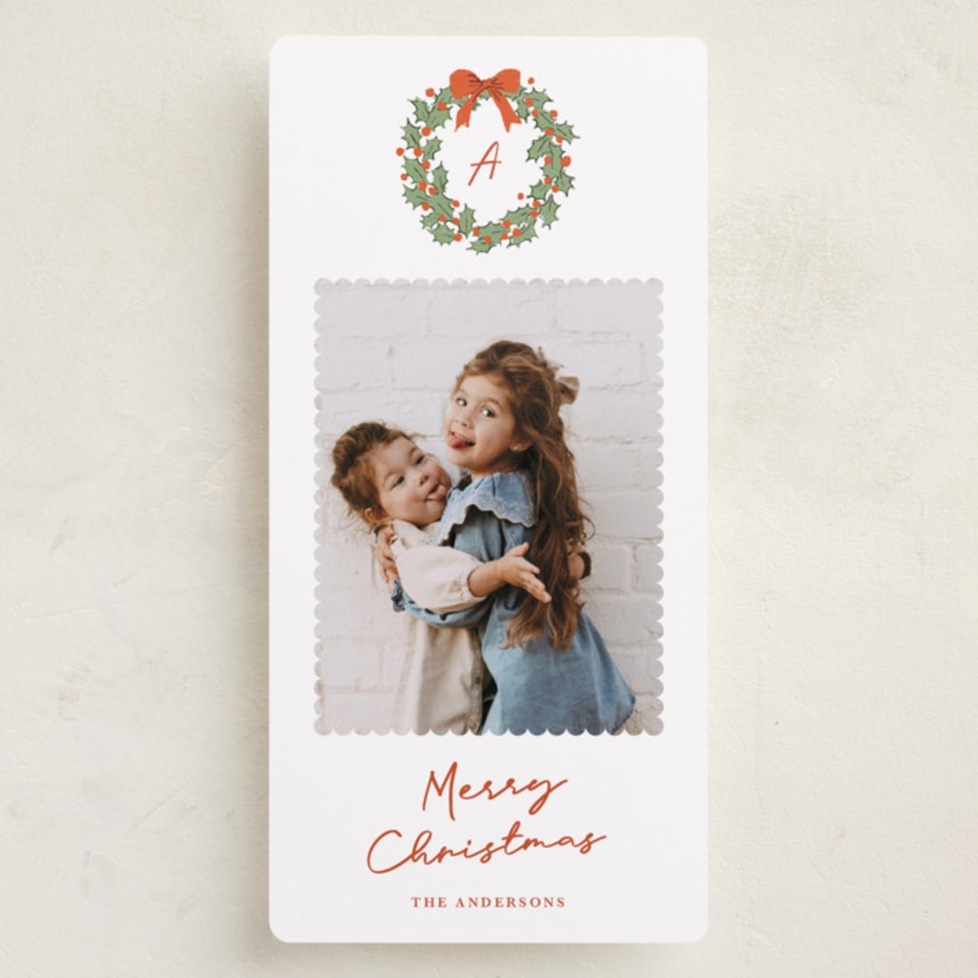 "Merry Monogram" - Tall Holiday Cards in Winter Whispers by Cass Loh - Front