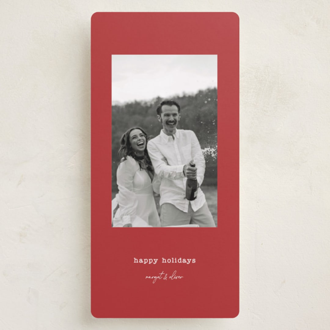 "typed" - Tall Holiday Cards in Cardinal by Kristen Knechtel - Front