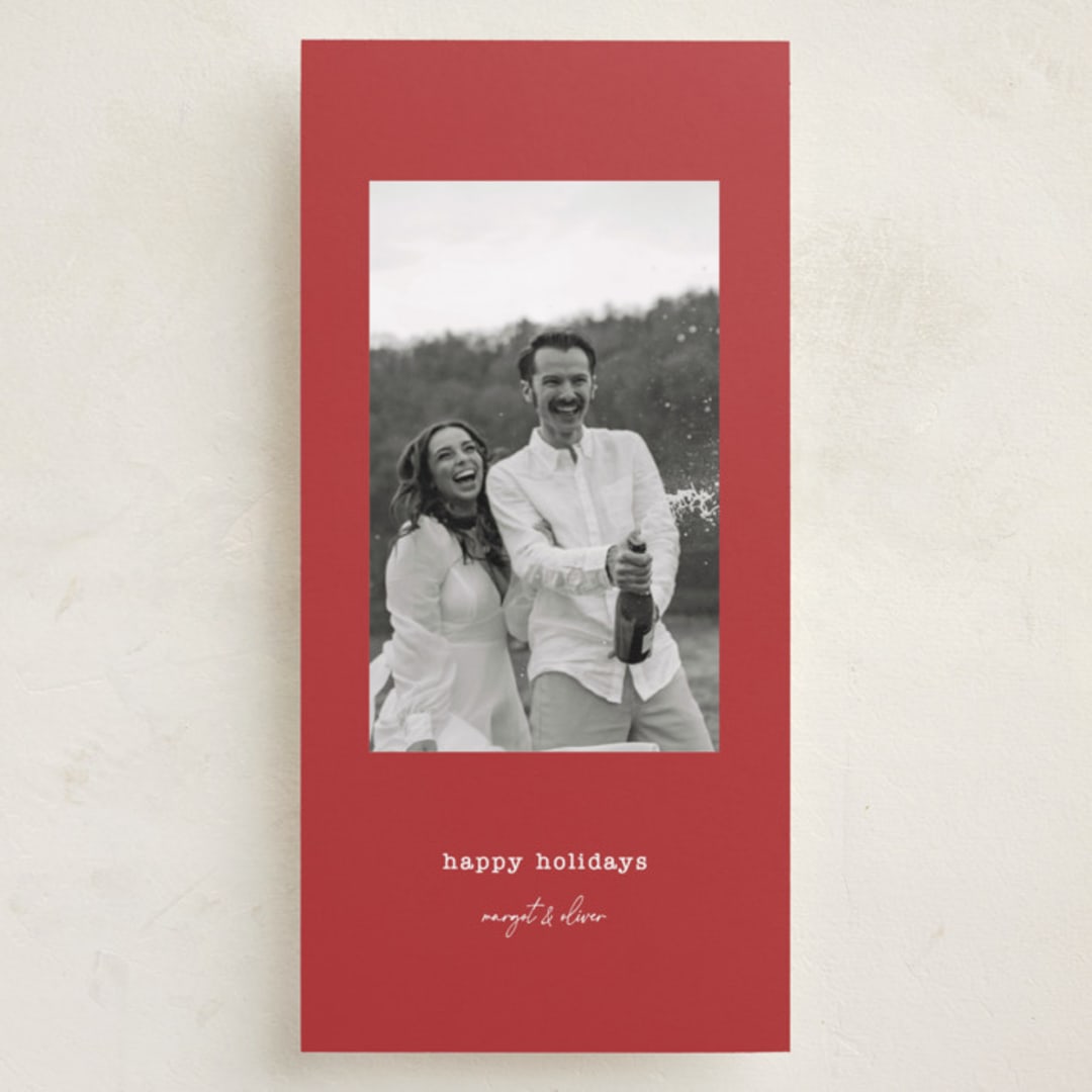 "typed" - Tall Holiday Cards in Cardinal by Kristen Knechtel - Front