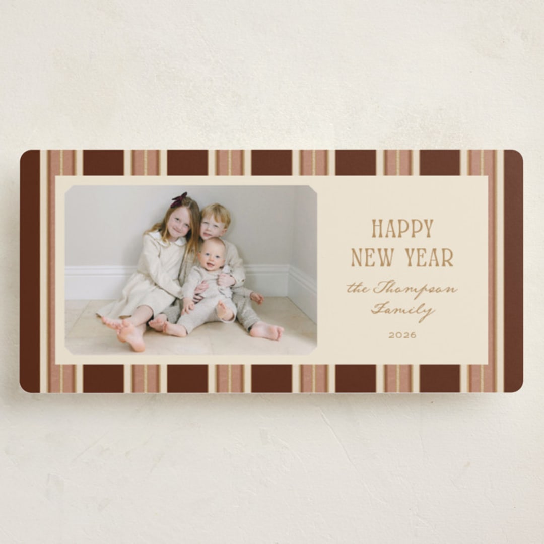 "Antique Stripes" - Holiday Cards in Fig by Robert and Stella - Front