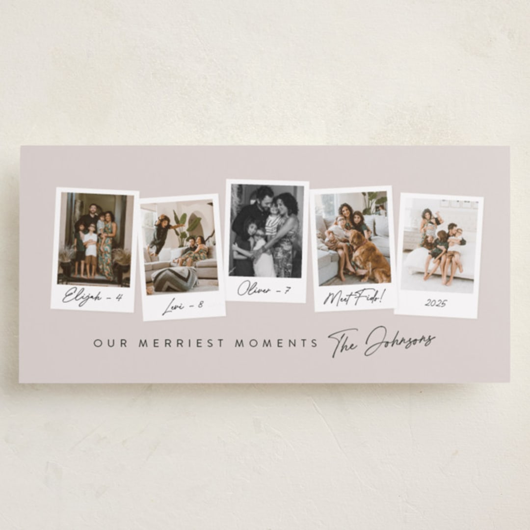 "Merriest Momements" - Tall Holiday Cards in Linen by Meggy Masters - Front