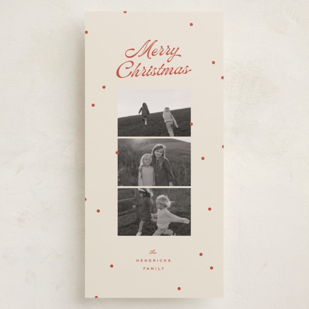 "dainty dots" - Tall Holiday Cards in Berry by Ellen Schlegelmilch - Front