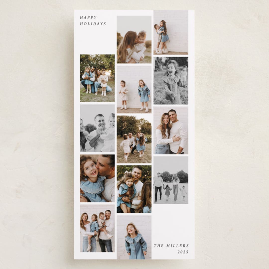 "photo stripes" - Tall Holiday Cards in Snow by Sumak Studio - Front