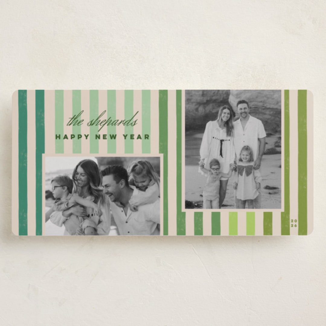 "Vintage Stripes" - Holiday Cards in Mint by Stacey Day - Front