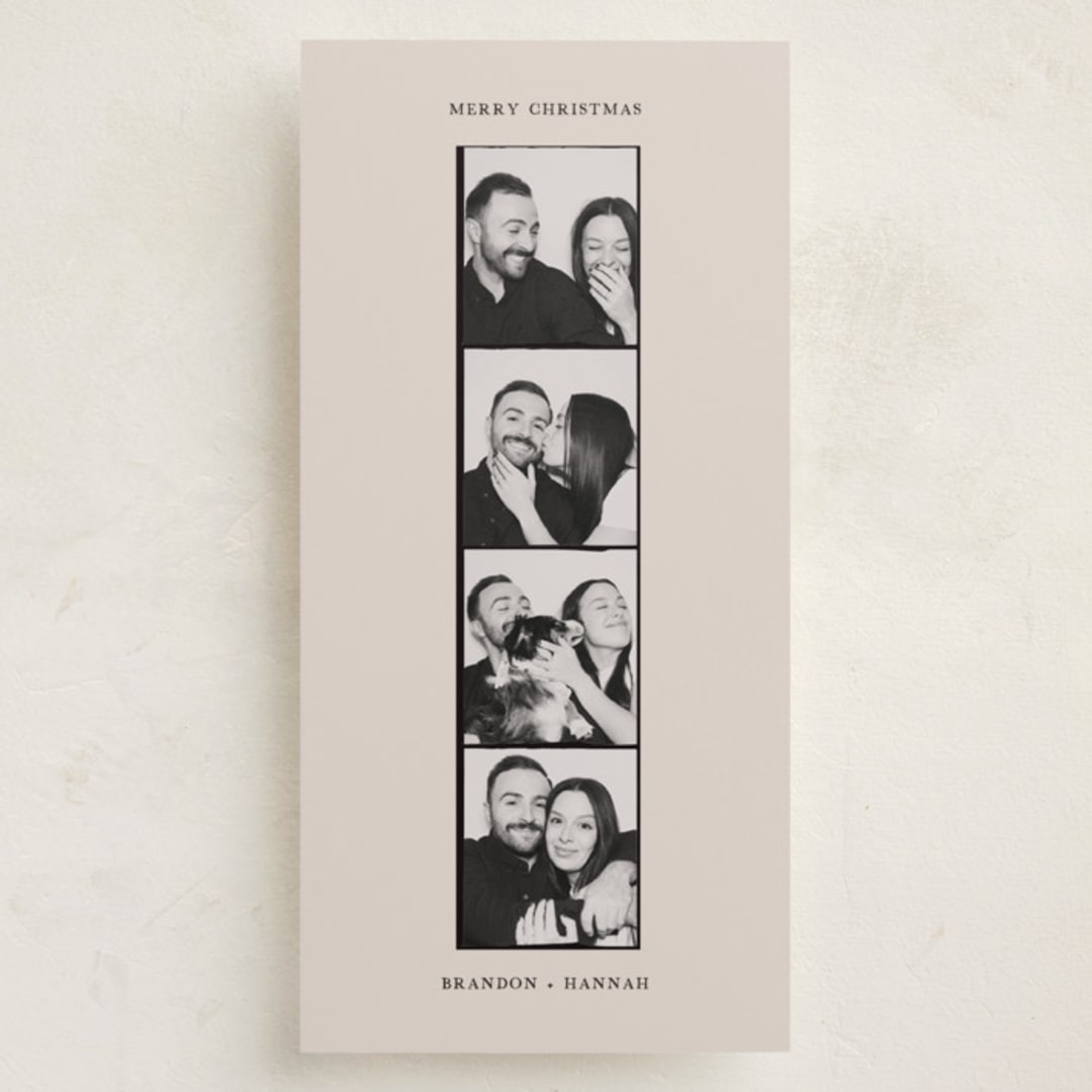 "Photo Booth Holiday" - Tall Holiday Cards in Sand by Chelsea Petaja - Front