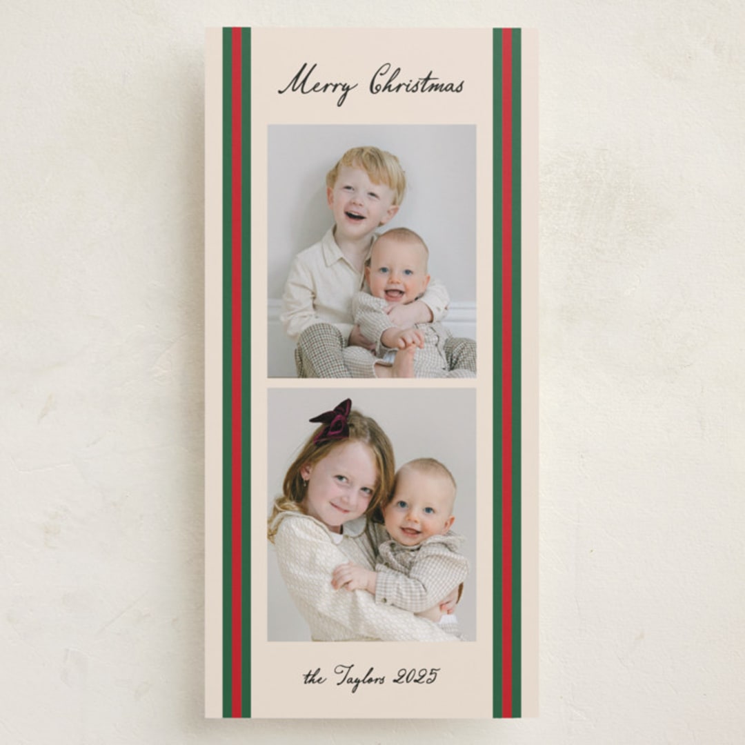 "rugby" - Tall Holiday Cards in Holly Berry by Annie Shapiro - Front