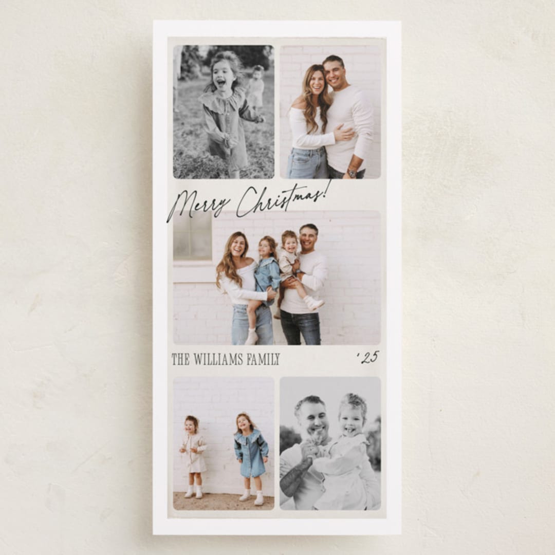 "Holiday Film" - Tall Holiday Cards in Snow by Robert and Stella - Front