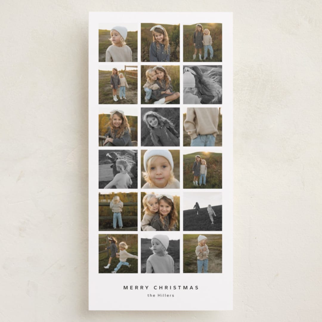 "Tall Snap Shots" - Tall Holiday Cards in Snowflake by Danie Romrell - Front