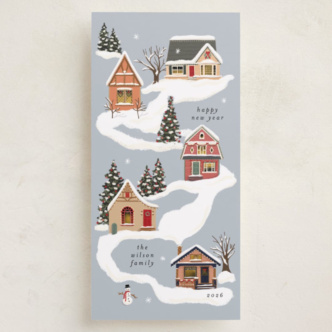 "Snowy Neighborhood" - Holiday Cards in Ice by Becky Nimoy - Front