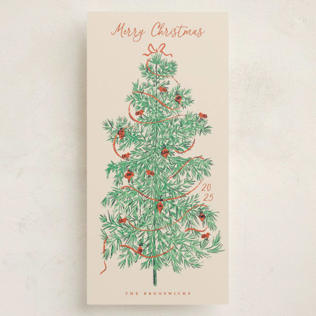 "Retro Tree" - Holiday Cards in Poinsettia by Gwen Bedat - Front