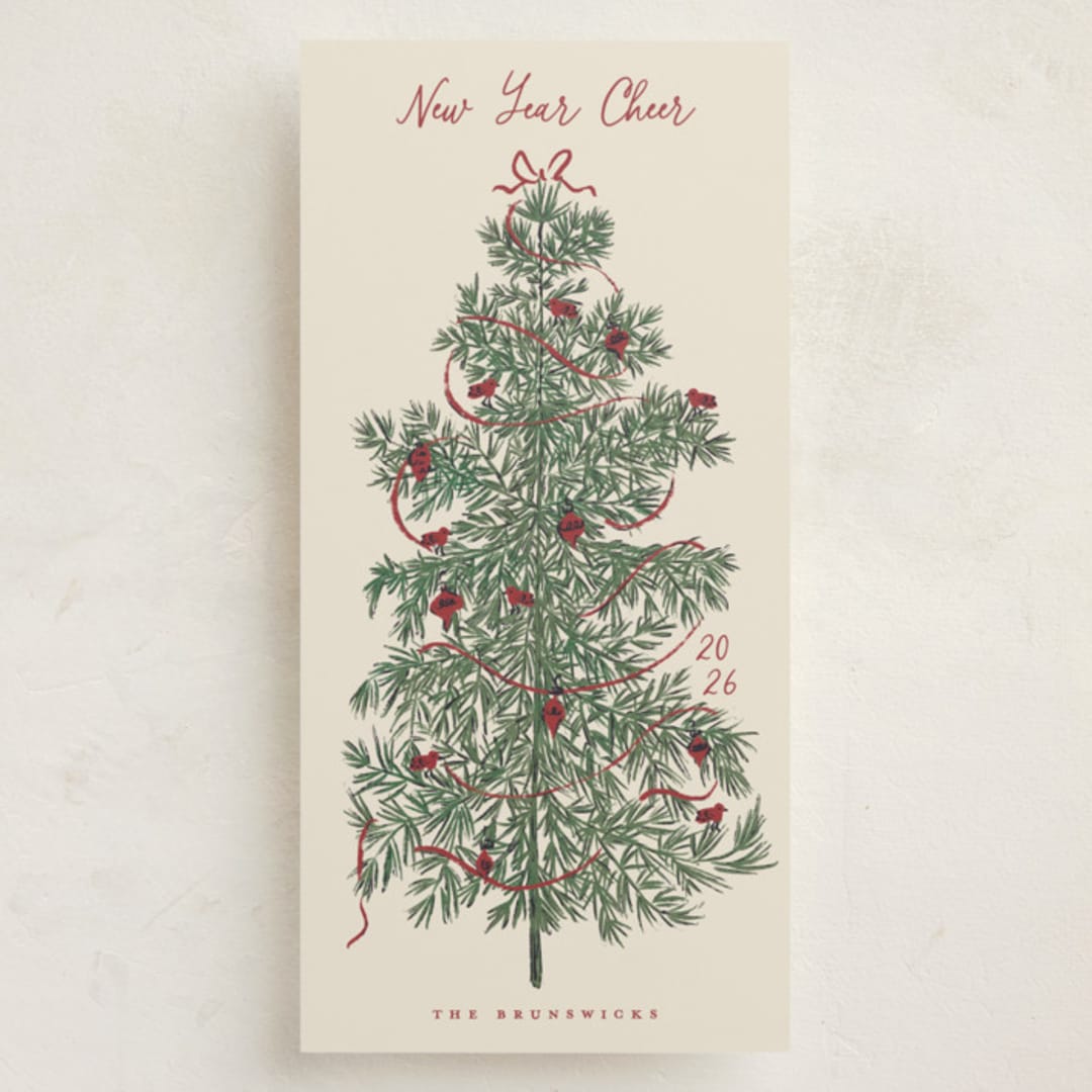 "Retro Tree" - Holiday Cards in Mulled Wine by Gwen Bedat - Front