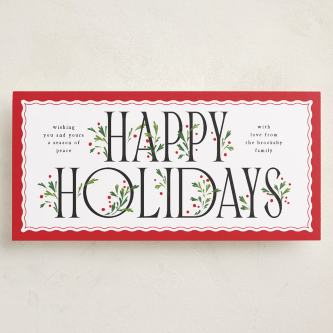 "Festive Foliage" - Tall Holiday Cards in Holly by Erin L. Wilson - Front