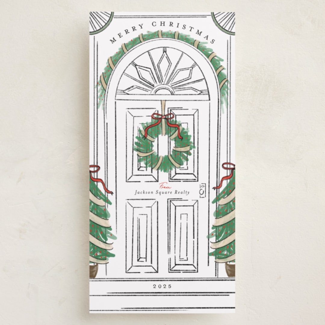 "Welcome Home" - Tall Holiday Cards in Holly by Heather Schertzer - Front