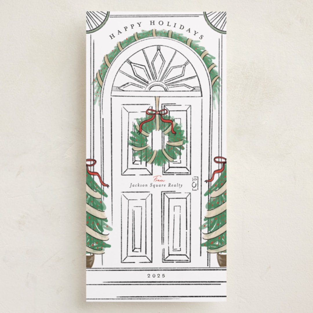 "Welcome Home" - Tall Holiday Cards in Holly by Heather Schertzer - Front