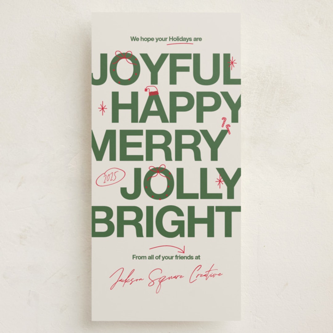 "Holiday scribbles" - Tall Holiday Cards in Pine by Owl and Toad - Front