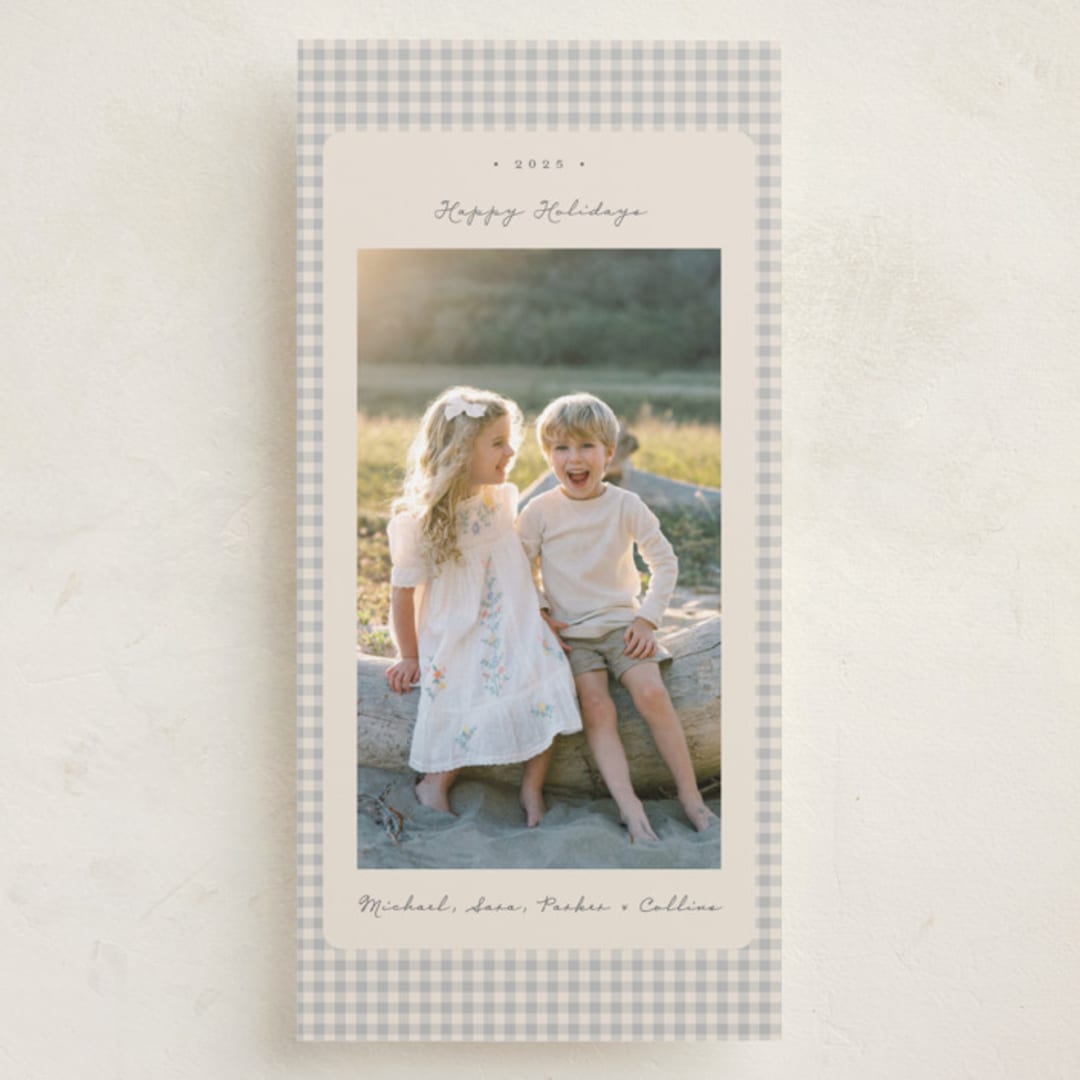 "Gingham Vintage" - Holiday Cards in Ash by Emily Betts - Front