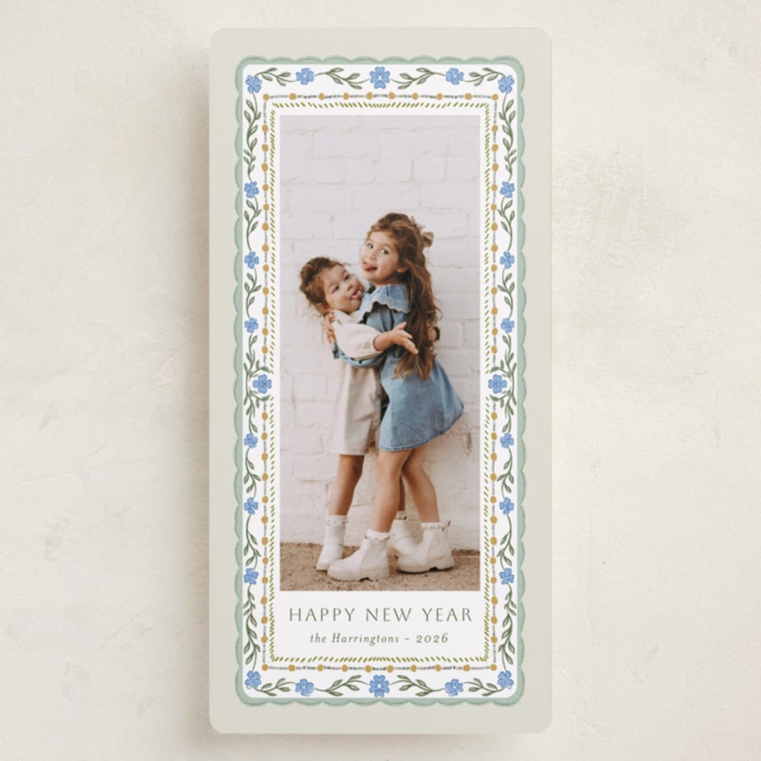 "Flourish frame" - Tall Holiday Cards in Balsam Fir by Lucrecia Caporale - Front