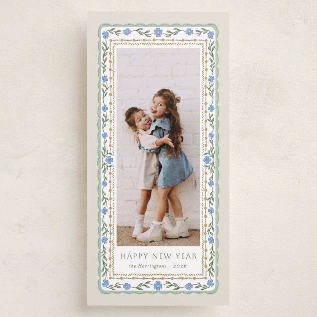 "Flourish frame" - Tall Holiday Cards in Balsam Fir by Lucrecia Caporale - Front