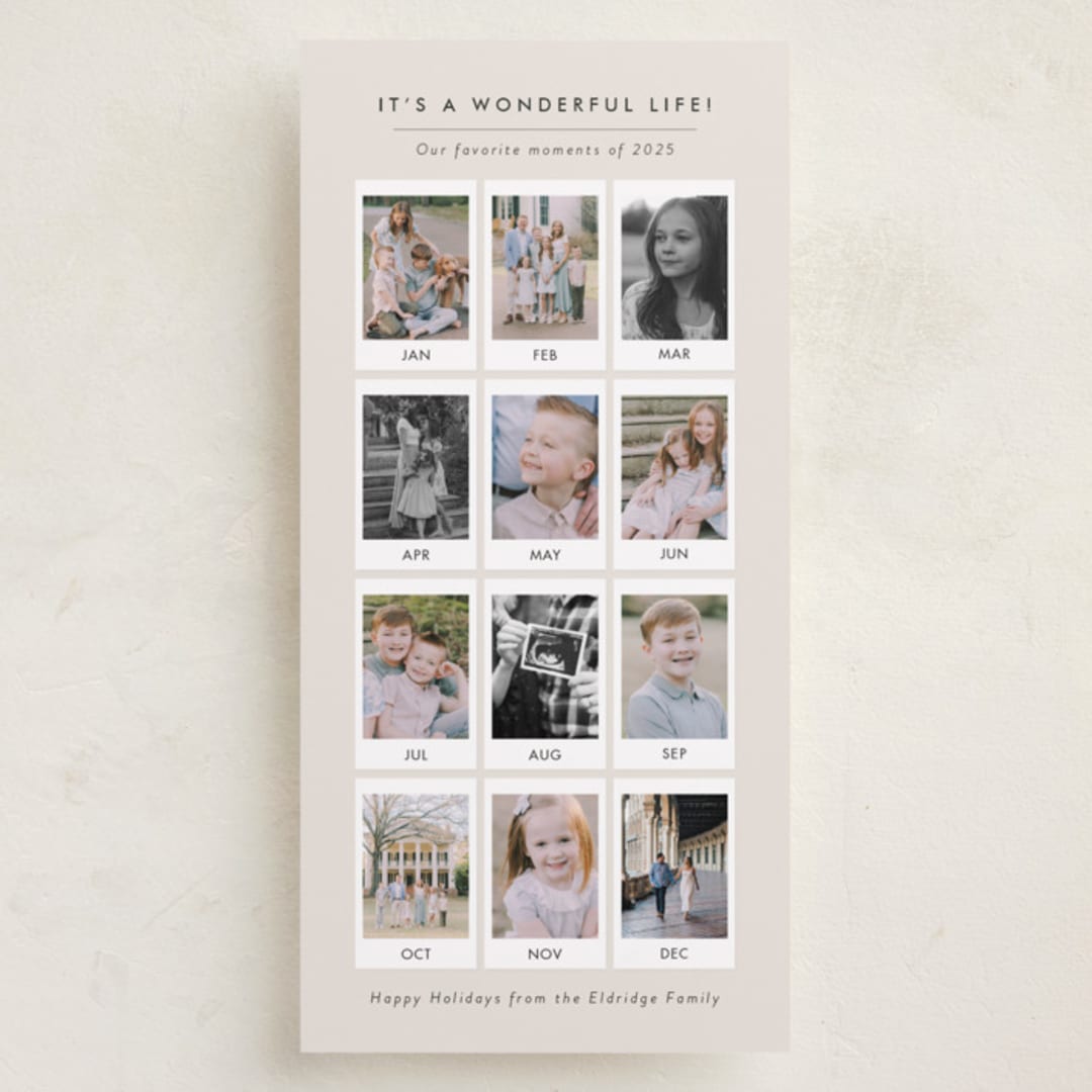 "A Wonderful Life" - Tall Holiday Cards in Ecru by Meggy Masters - Front
