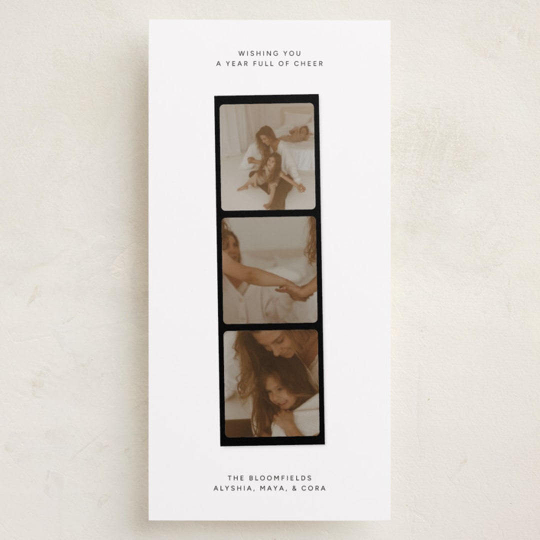 "holiday highlight reel" - Tall Holiday Cards in Coal by taylorVdesign - Front