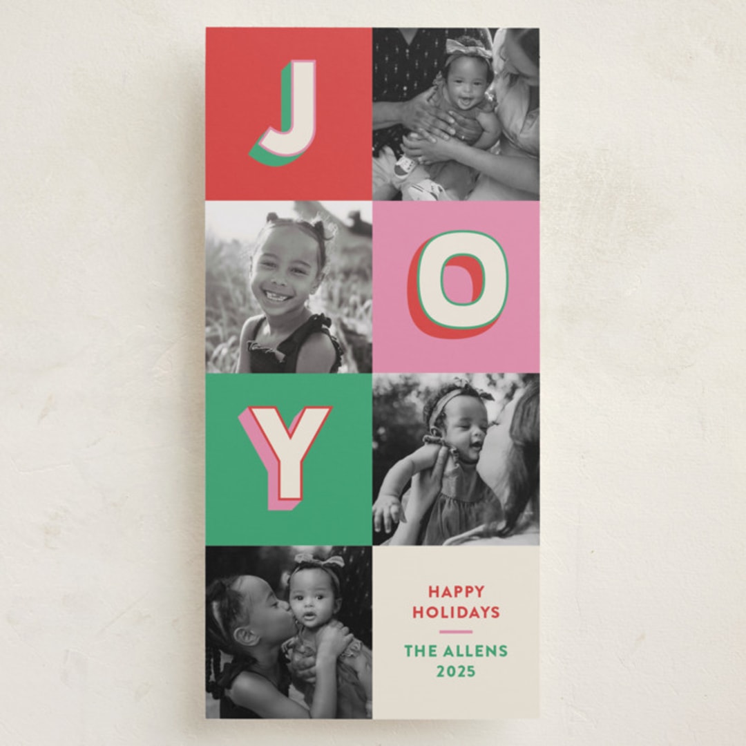 "Color Pop Joy" - Tall Holiday Cards in Retro by Kacey Kendrick Wagner - Front
