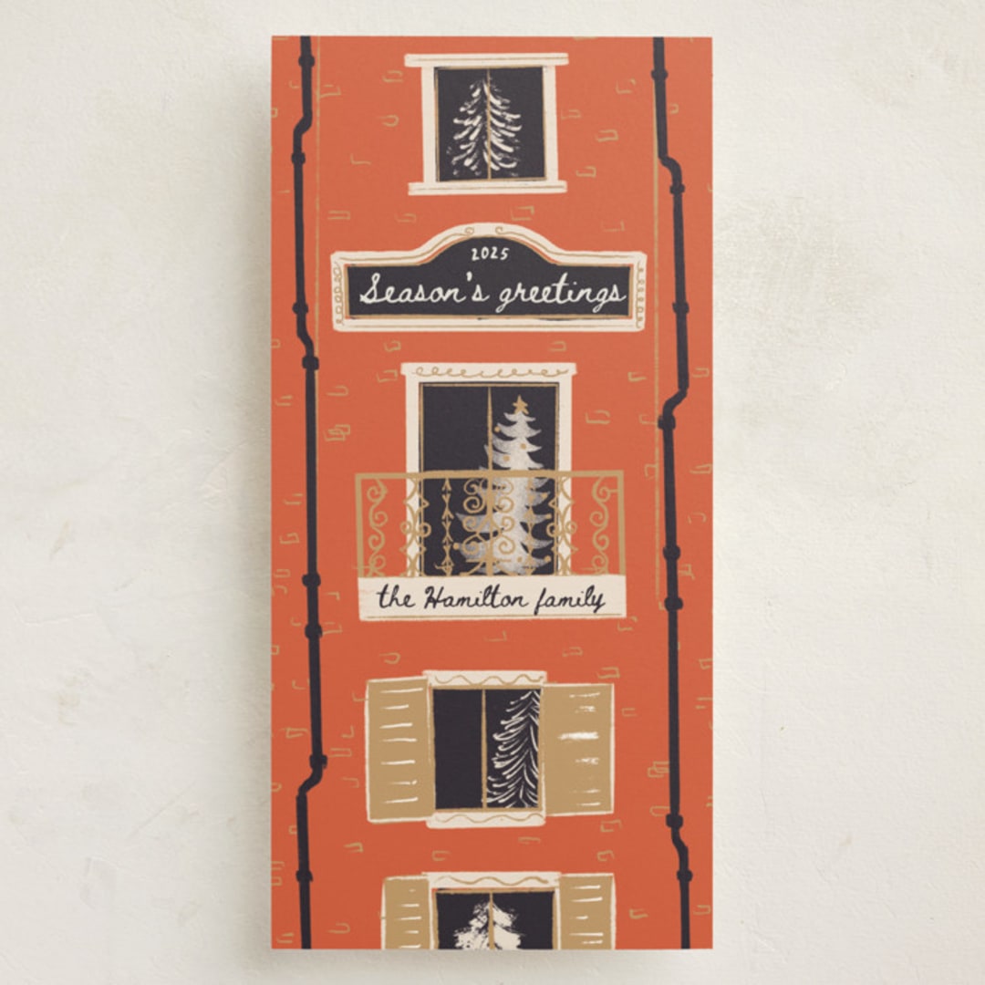 "Brooklynite" - Tall Holiday Cards in Brownstone by Gwen Bedat - Front