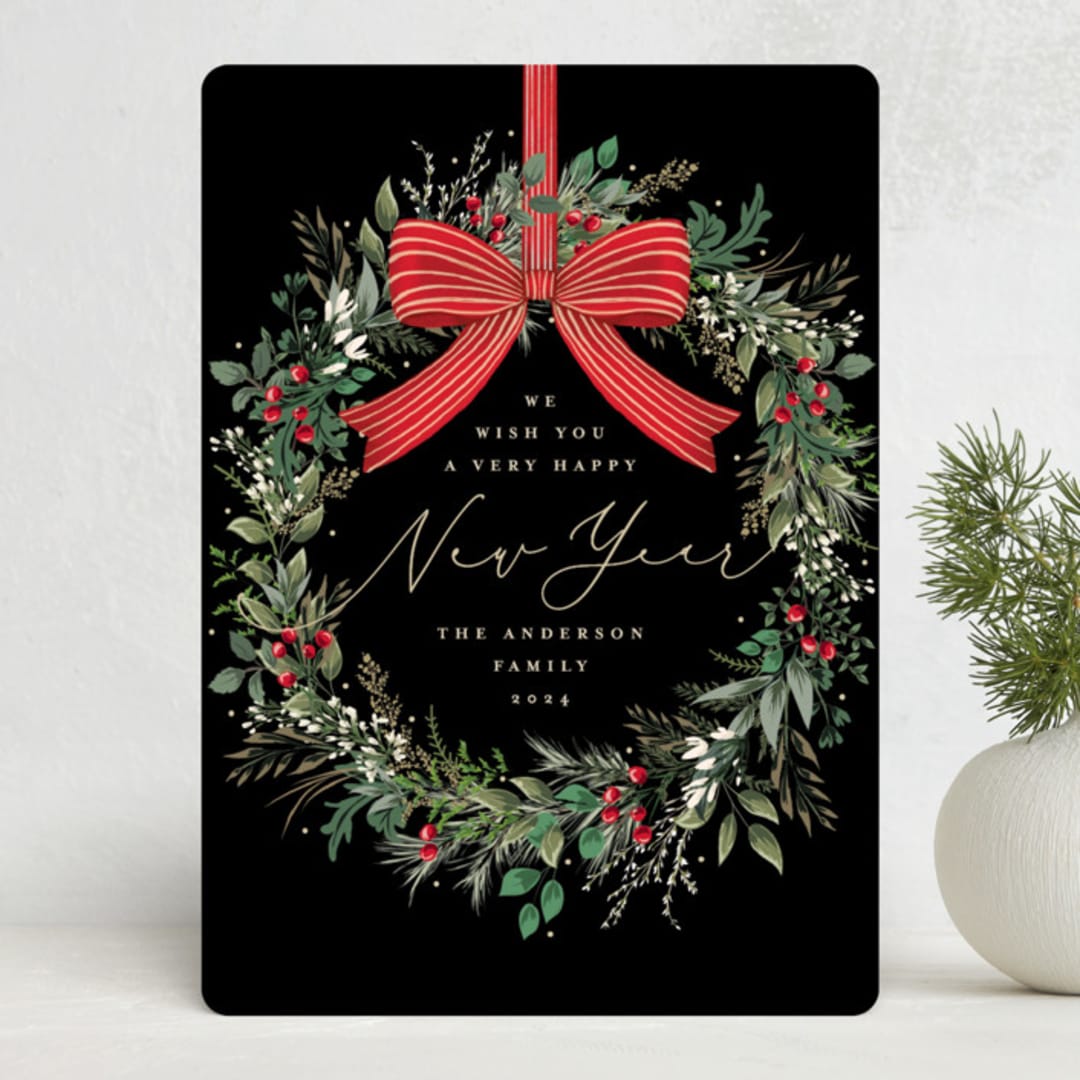 "Festive Holiday" - Holiday Cards in Holly Berry by Susan Moyal - Front