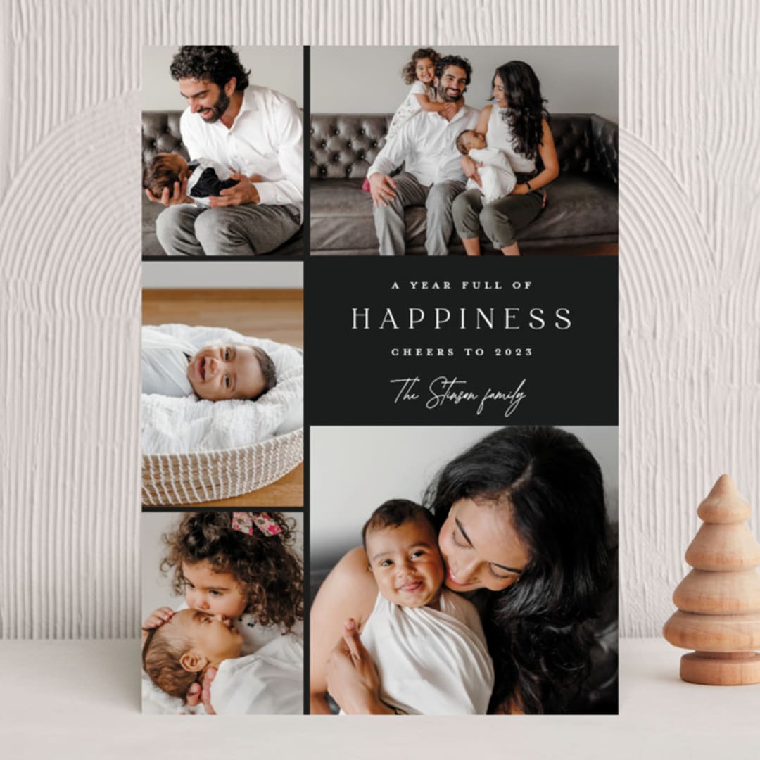 "Full of happiness" - Holiday Cards in Raven by Yaling Hou Suzuki - Front