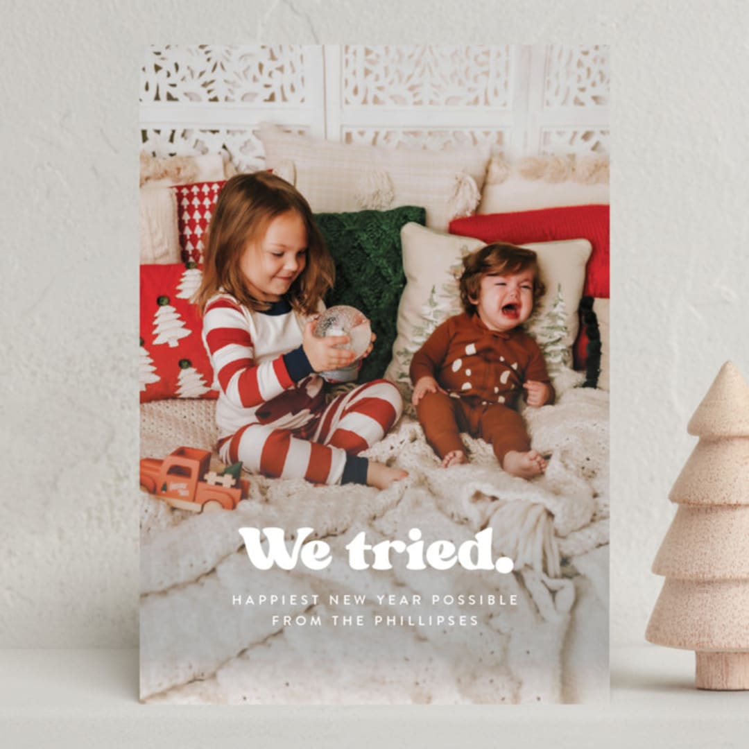 "We tried." - Holiday Cards in Snowy Night by Itsy Belle Studio - Front