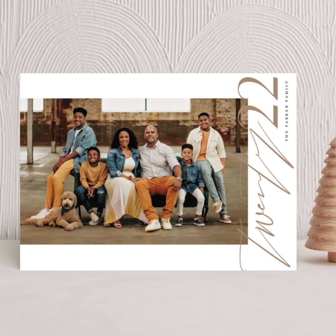 "Offset Type" - Holiday Cards in Goldenrod by Grace Kreinbrink - Front