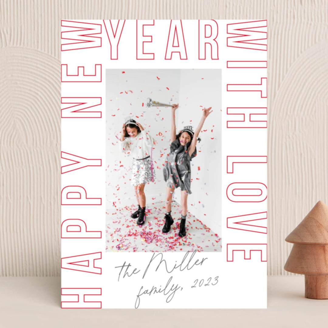 "Outlined Frame" - Holiday Cards in Cherry by AK Graphics - Front