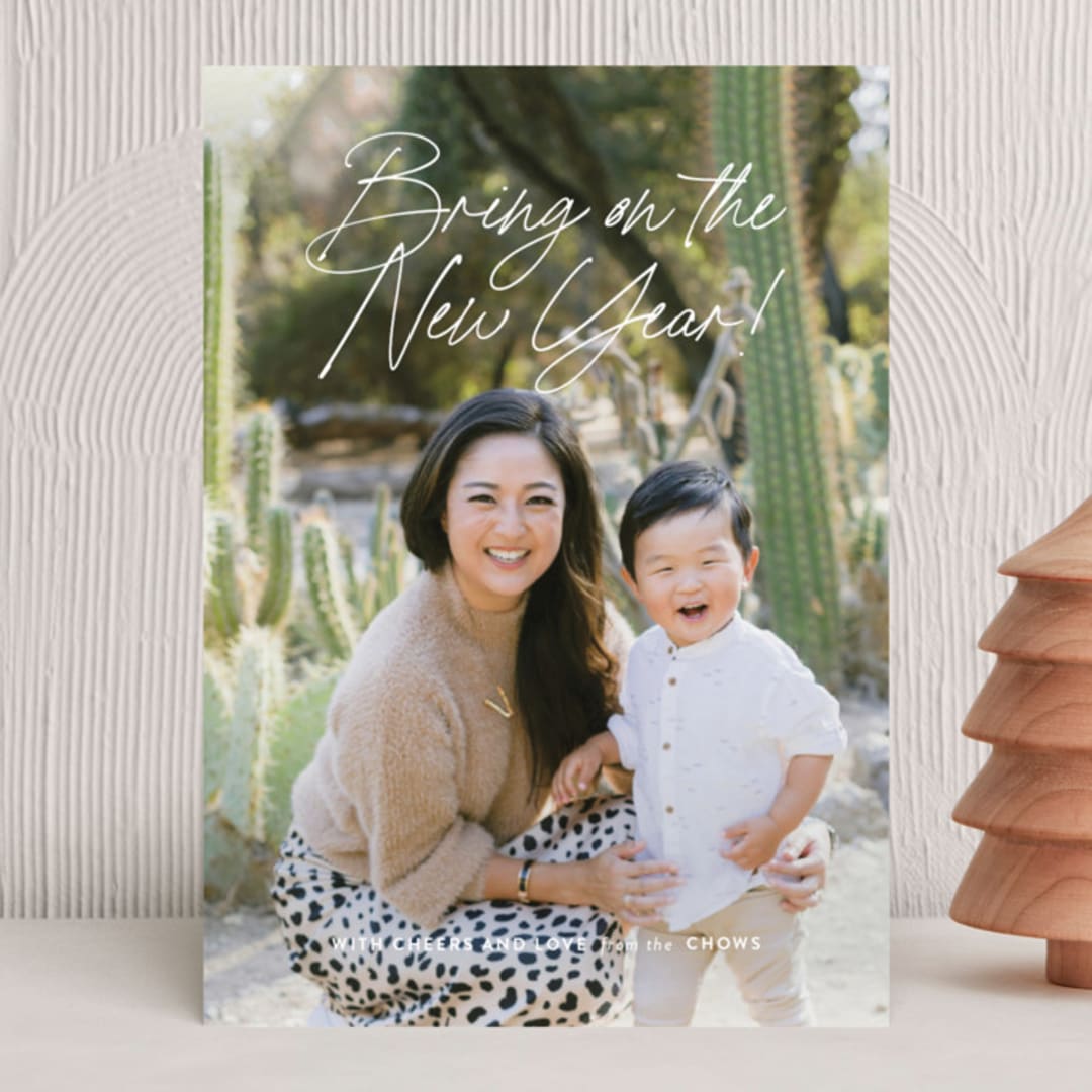 "Bring on the New Year!" - Holiday Cards in Snow by Anelle Mostert - Front