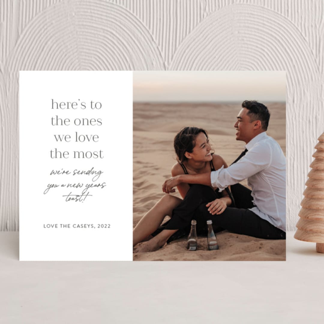 "Toast" - Holiday Cards in Stone by Ashley DeMeyere - Front