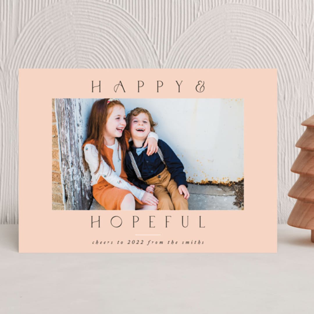 "Happy & Hopeful" - Holiday Cards in Tickled Pink by Keen Peachy - Front